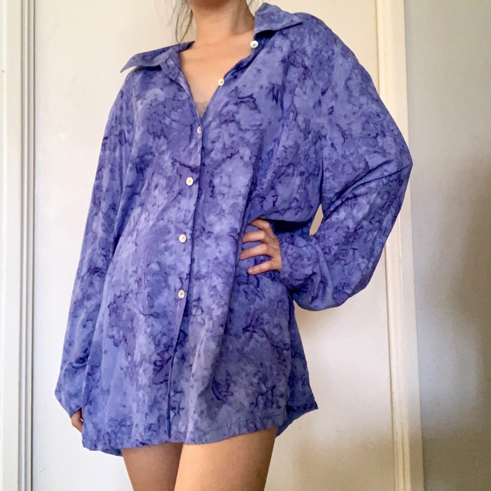 oversized watercolor tie dye button down